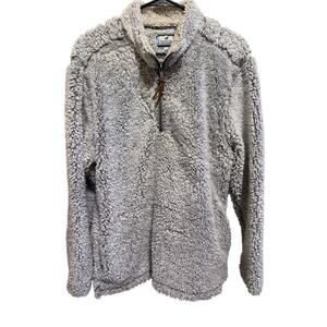 Properly Tied Pintail Pullover Sherpa Cozy Gray Quarter Zip Pockets Sweater XL